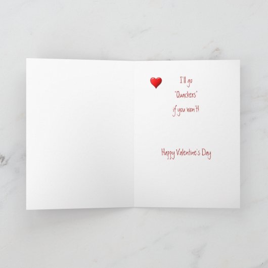 Funny be my Valentijn, Cute Duck Feestdagen Kaart (Binnen)