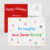 Funny Be Naughty Santa Joke Kaart kerstavond (Voorkant / Achterkant)