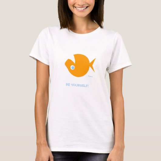 Funny Be Yourself Ondersteboven Cartoon Goldfish T-shirt (Voorkant)