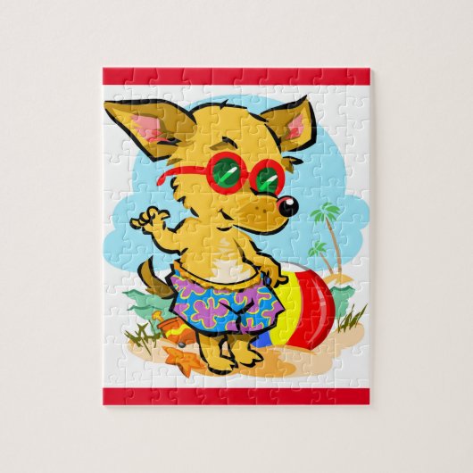 Funny Beach Chihuahua Dog Legpuzzel (Verticaal)