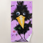 Funny Beach Handdoeken Romantisch Vogel met Roos (Voorkant)