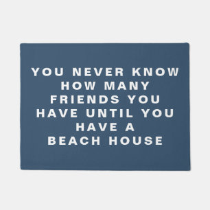 Funny Beach House Friends Quote Editable Text Blue Deurmat