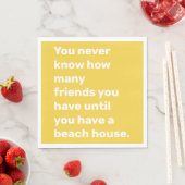 Funny Beach House Friends Quote in Yellow Servet (Insitu)