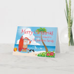 Funny Beach-kerstgroeten Kaart<br><div class="desc">Grappig strand kerstfeest briefkaart begroetings. De tekst kan worden gewijzigd via het menu "Details". Klik op de knop Aanpassen om alles aan uw behoeften aan te passen. U kunt tekststijl en kleurwijziging instellen. Andere kleuren zijn beschikbaar. Neem contact met me op als je hulp nodig hebt, voor overeenkomende objecten of...</div>