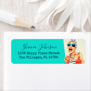 Funny Beach Lady Retro Vibe Humor Etiket