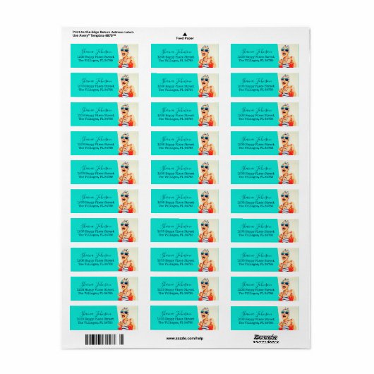 Funny Beach Lady Retro Vibe Humor Etiket (Full Sheet)