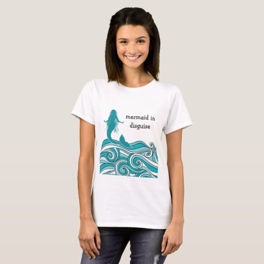 Funny Beach Mermaid Design T-shirt (Voorkant volledig)