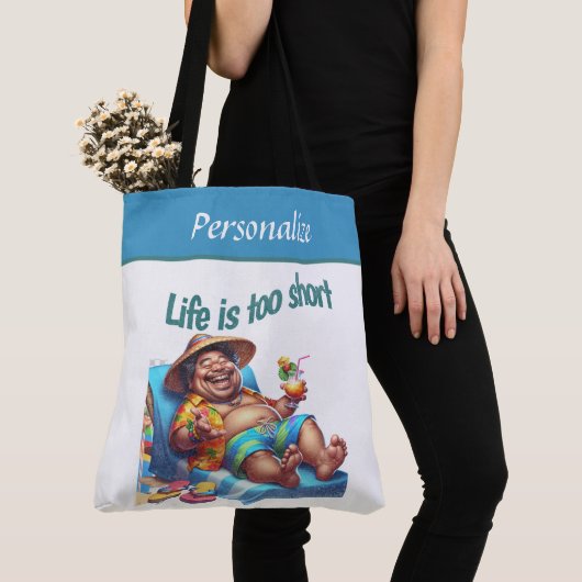 Funny Beach Quote Life is te kort gepersonaliseerd Tote Bag (Dichtbij)