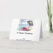 Funny Beach Santa Christmas Card Feestdagen Kaart (Achterkant)