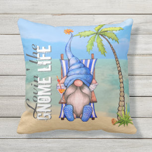 Funny Beach sprey Gnome Palm Tree Buitenkussen