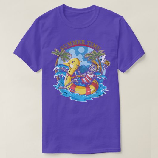 Funny Beach Summer Time Skeleton Duck Float Appara T-shirt (Design voorkant)