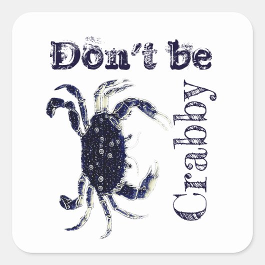 Funny Beach Summer Wees niet Crabby Stickers (Voorkant)