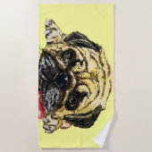 Funny Beach Towel met Pug Dog - Aangepaste kleuren Strandlaken (Voorkant)
