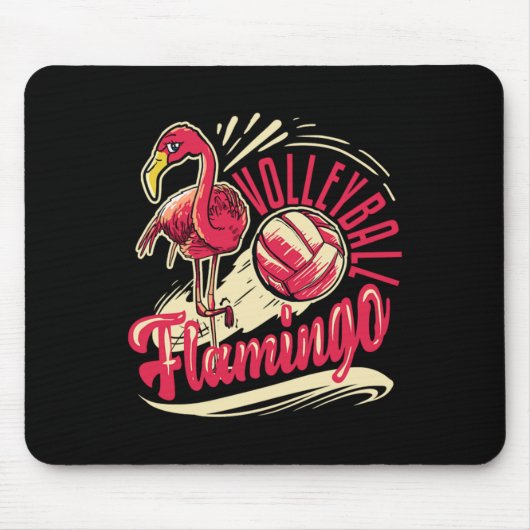 Funny Beach Vball Pink Flamingo Volleyball Muismat (Voorkant)