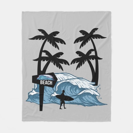Funny Beach Wave Fleece Deken (Voorkant)