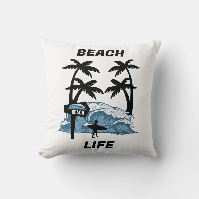 Funny Beach Wave Kussen (Voorkant)