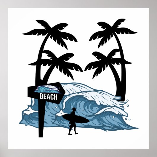 Funny Beach Wave Poster (Voorkant)
