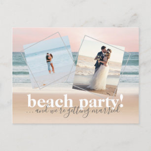 Funny Beach Wedding Horizontale Foto Save the Date Aankondigingskaart