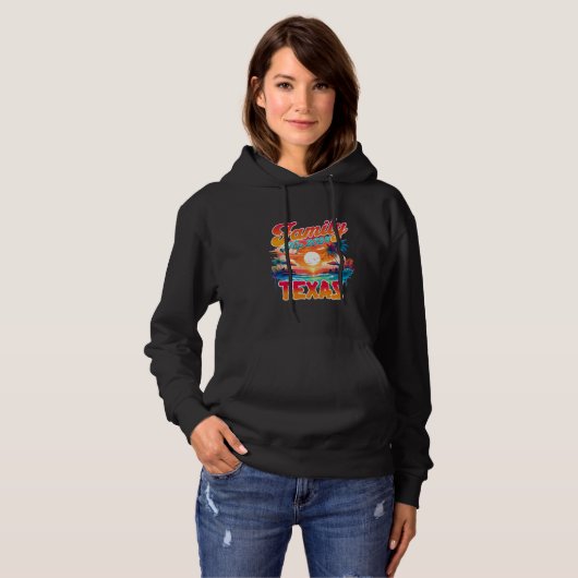 Funny Beach zonsondergang Happy Vacay Familiereis  Hoodie (Voorkant volledig)