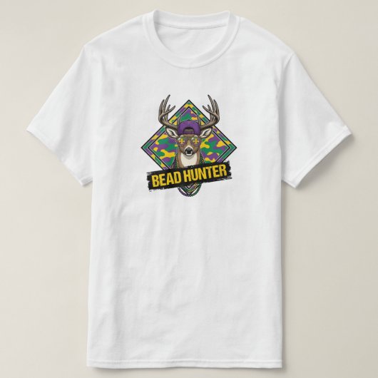 Funny Bead Hunter Mardi Gras Deer Buck mardi gras T-shirt (Design voorkant)