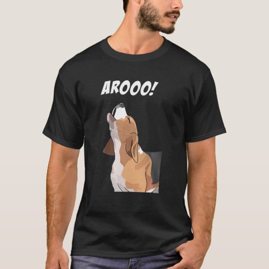 Funny Beagle, AROOO Hondenliefhebber T-shirt (Voorkant)