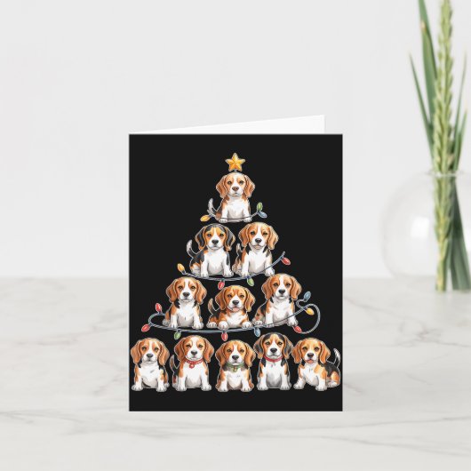 Funny Beagle Christmas Tree Dog Lovers Women Men X Kaart (Voorkant)