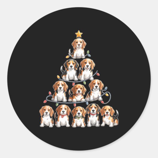 Funny Beagle Christmas Tree Dog Lovers Women Men X Ronde Sticker (Voorkant)