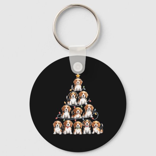 Funny Beagle Christmas Tree Dog Lovers Women Men X Sleutelhanger (Voorkant)
