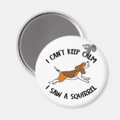 Funny Beagle Dog die de eekhoorn achtervolgt Magneet (Voorkant / Achterkant)