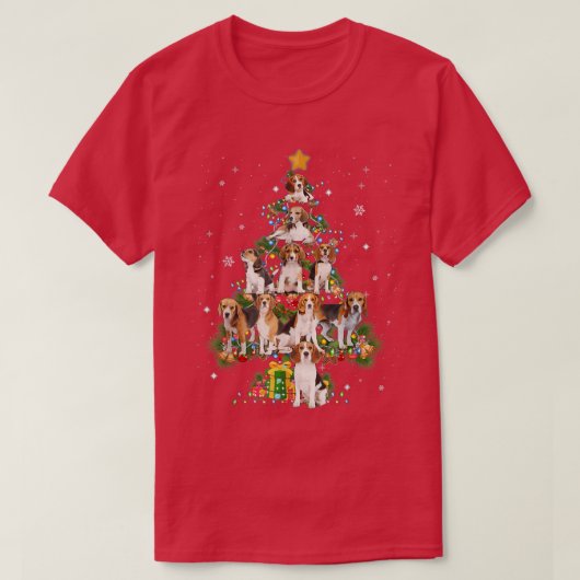 Funny Beagle Dog Hondenliefhebber met kerstbomen T-shirt (Design voorkant)