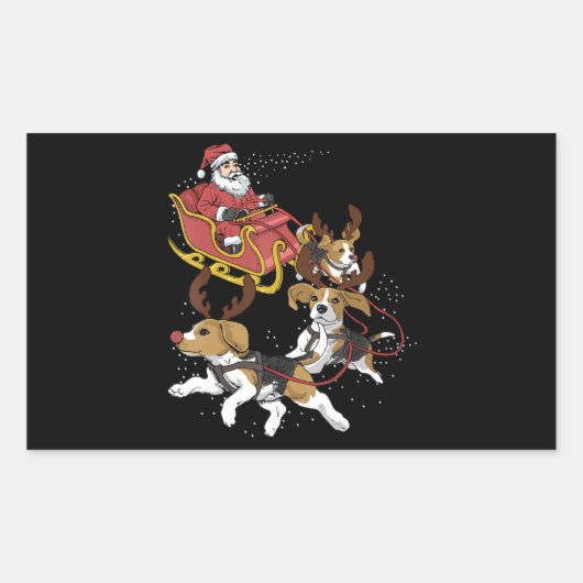 Funny Beagle Dog kerstcadeau voor Hondenliefhebber Rechthoekige Sticker (Voorkant)