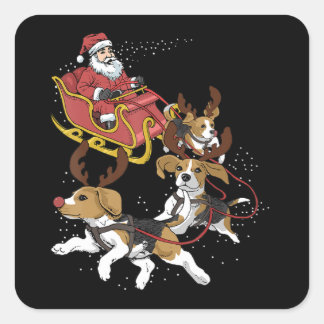 Funny Beagle Dog kerstcadeau voor Hondenliefhebber Vierkante Sticker