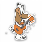 Funny Beagle Dog Singing and Palling Guitar Sticker (Voorkant)