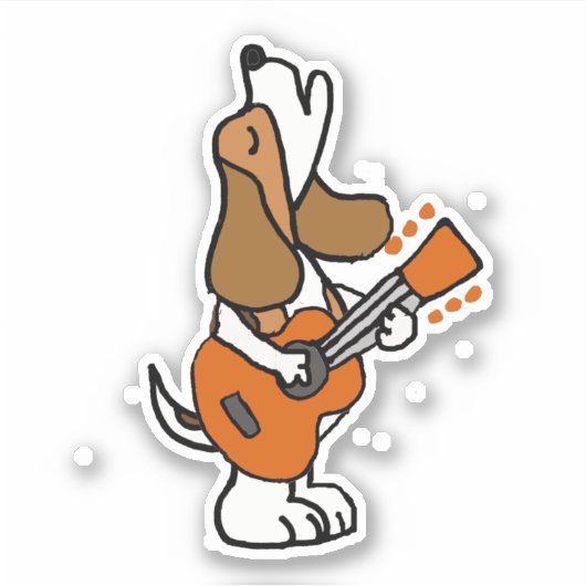 Funny Beagle Dog Singing and Palling Guitar Sticker (Voorkant)