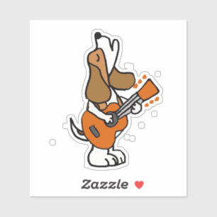 Funny Beagle Dog Singing and Palling Guitar Sticker