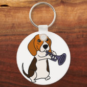 Funny Beagle Dog Trumpet Sleutelhanger (Voorkant)