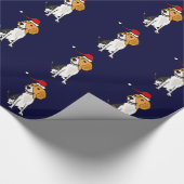 Funny Beagle Dog Wearing Santa Hat Wrapping Paper Cadeaupapier (Hoek)