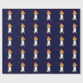 Funny Beagle Dog Wearing Santa Hat Wrapping Paper Cadeaupapier (Vlak)