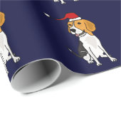 Funny Beagle Dog Wearing Santa Hat Wrapping Paper Cadeaupapier (Rol Hoek)