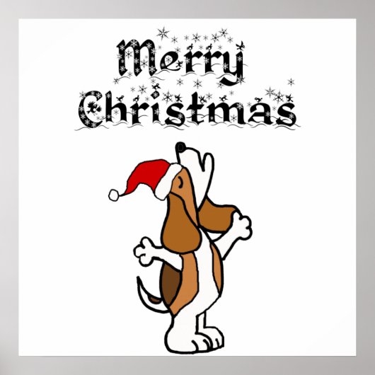 Funny Beagle Dog zingt kerstmanschappen uit Poster (Voorkant)