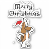 Funny Beagle Dog zingt kerstmanschappen uit Sticker (Voorkant)