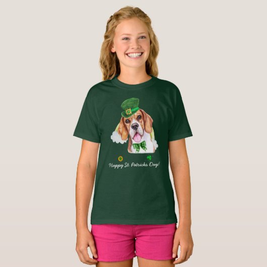Funny Beagle Gold St. Patricks Day T-shirt (Voorkant volledig)