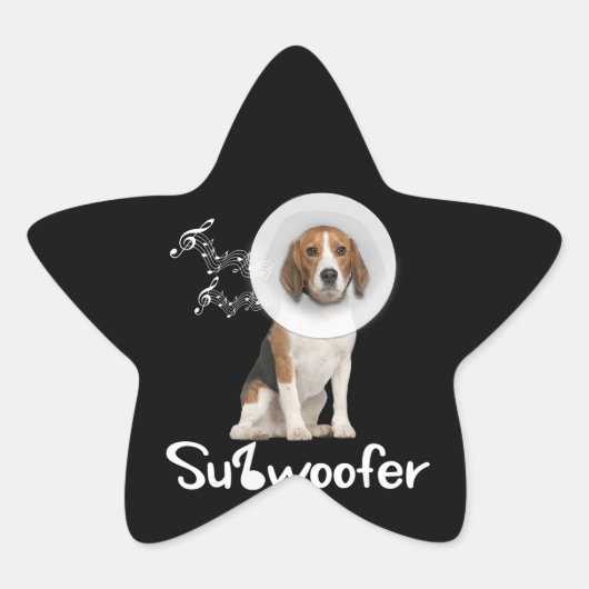 Funny Beagle Hondenliefhebber Sub-Woofer Gift Ster Sticker (Voorkant)