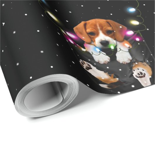 Funny Beagle in Pocket Santa Xmas kerstcadeau Cadeaupapier (Rol Hoek)