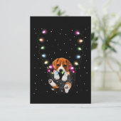Funny Beagle in Pocket Santa Xmas kerstcadeau RSVP Kaartje (Staand voorkant)