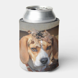 Funny Beagle met lederen eikels op kop Blikjeskoeler