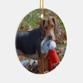 Funny Beagle Pup Took Santa's Pet Keramisch Ornament (Rechts)