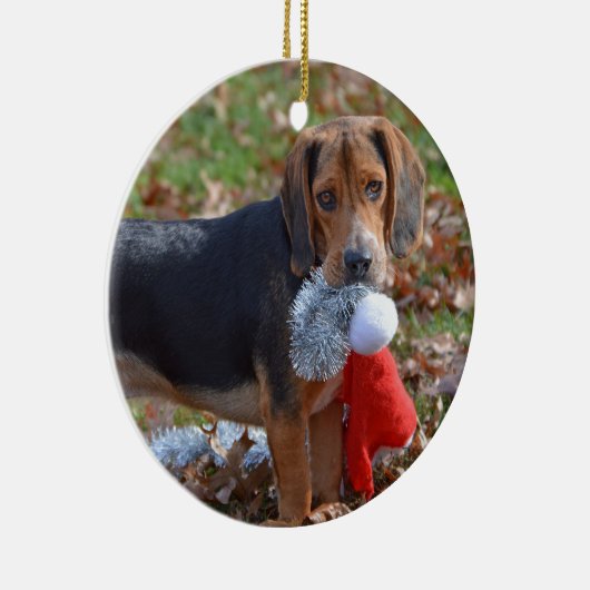Funny Beagle Pup Took Santa's Pet Keramisch Ornament (Rechts)