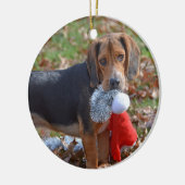 Funny Beagle Pup Took Santa's Pet Keramisch Ornament (Links)