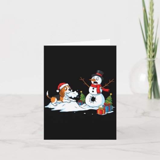 Funny Beagle Snowman Christmas Tree Xmas Womens Me Kaart (Voorkant)
